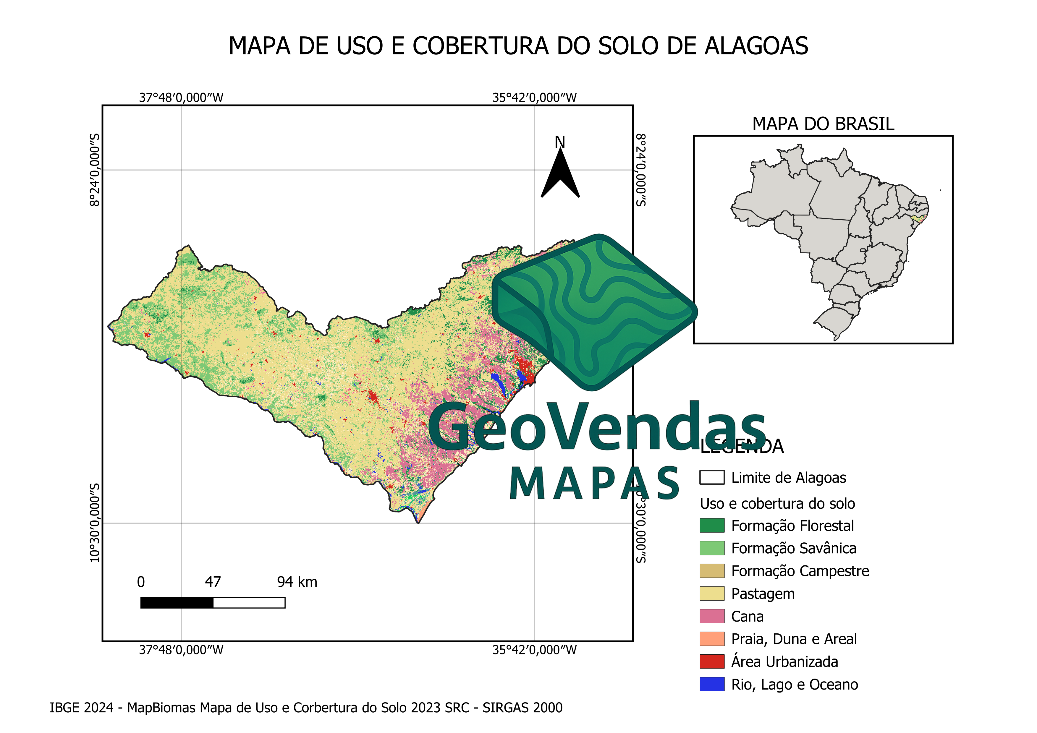 Mapa de Uso e Cobertura do Solo de Alagoas